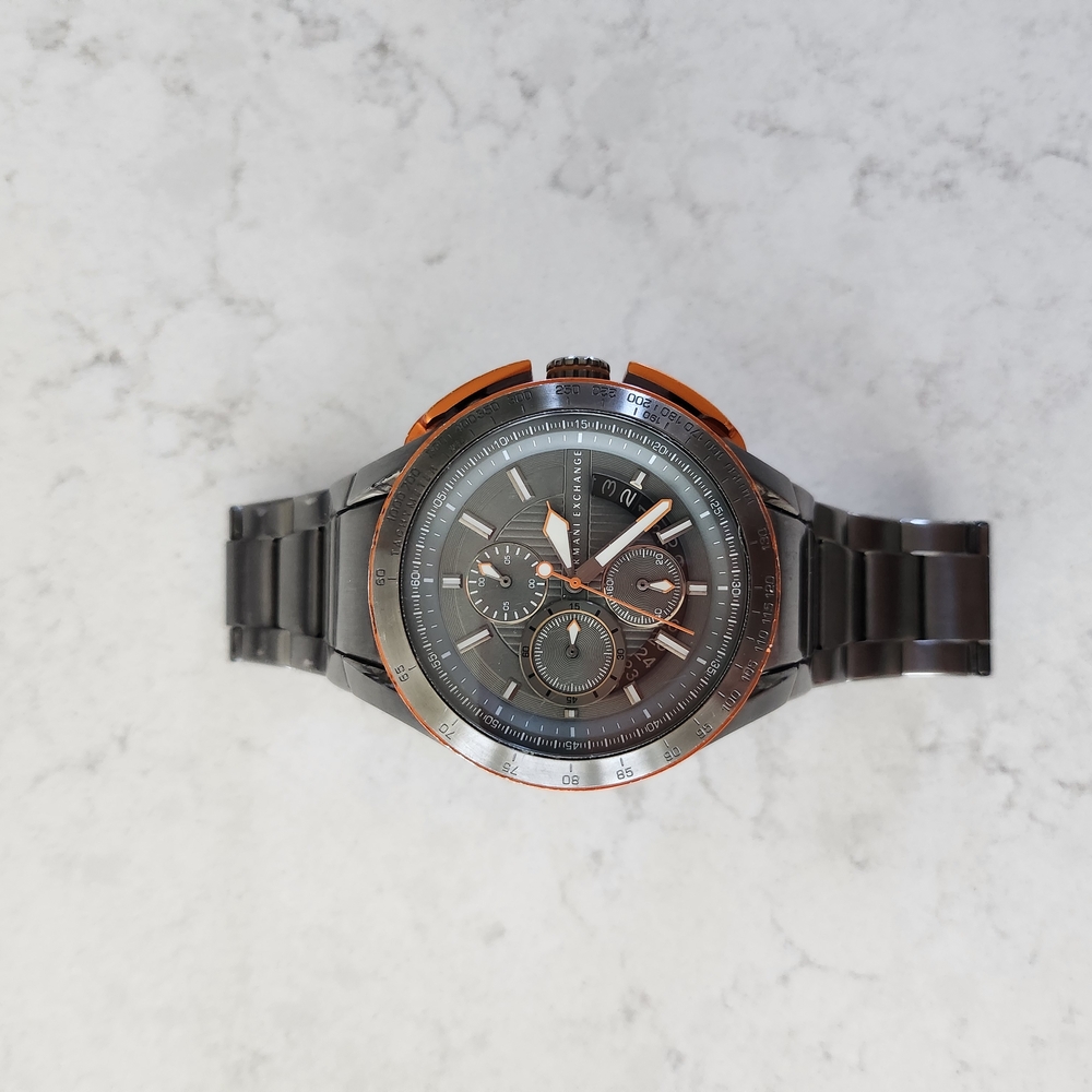 Armani Exchange Black and Orange Watch
